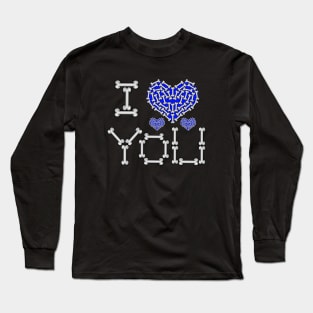 I Love You - Skeleton Bones & Blue Heart Long Sleeve T-Shirt